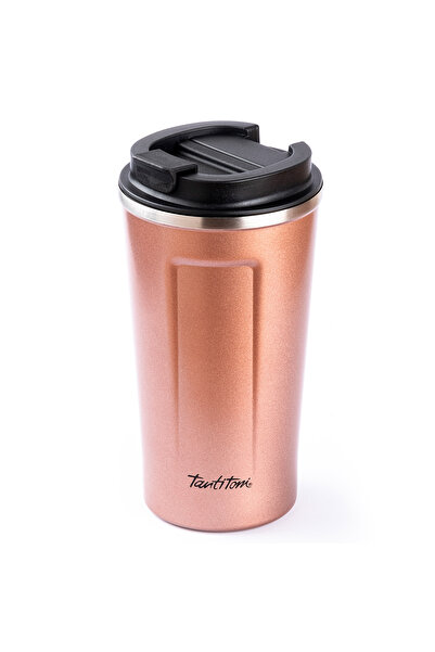 Tantitoni 001-01-PEMBE COFFEE YAZILI PASLANMAZ ÇELİK TERMOS BARDAK 500ML