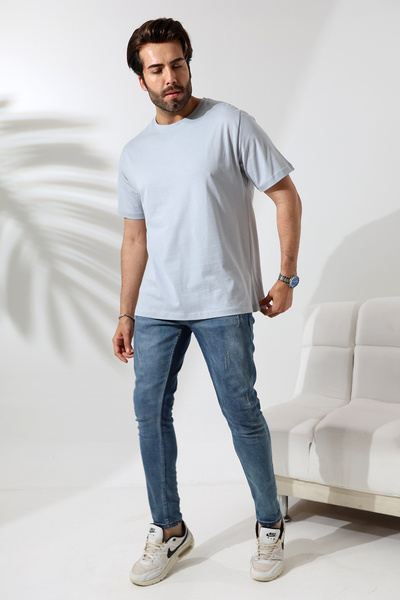 Endies Ανδρικό T-shirt με λαιμόκοψη 100% βαμβάκι - Comfort Fit 21751 ICE BLUE