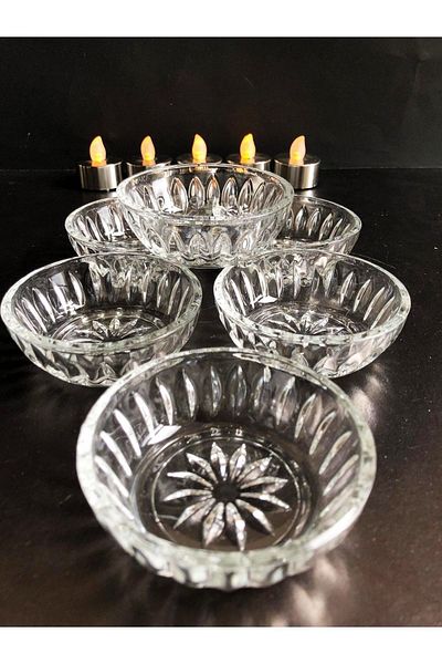 DİBA AVM Glass Bowl Snack Bowl Breakfast Presentation Bowl Turkish Delight Bowl Sugar Bowl Coffee Side Turkish Delight Presentation Bowl Set of 6