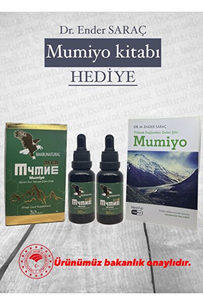 bakbu natural Mumia Ekstraktı Mumiyo'lu Takviye Edici Gıda 30 ml 2'Li (30Mlx2 ) Ve Dr Ender Saraç Mumiyo Kitabı