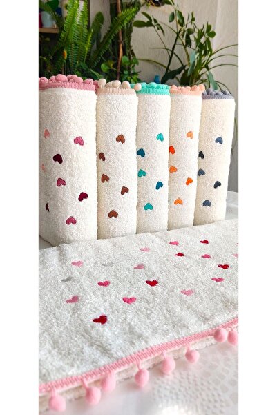 A.Z.H. Мама, весільний набір 50x90 см. З кучерявим плетінням, новий тренд, з вишивкою сердечок і квітів, рушник для рук і обличчя (комплект з 6 штук)