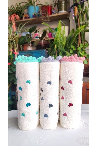 A.Z.H. Мама, весільний набір 50x90 см. З текстурованою поверхнею, новий тренд, з вишивкою сердечок і квітів, рушник для рук і обличчя (комплект з 3 штук)