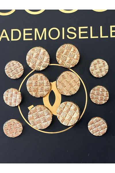 ODDA TASARIM ATÖLYESİ Light Gold Blazer Jacket and Button Set - Diamond Pattern
