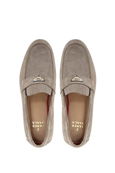 Tamer Tanca Erkek Hakiki Deri Bej Loafer Ayakkabı