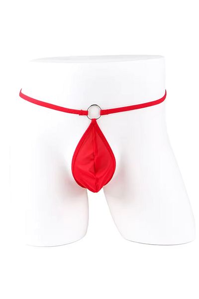 Bacio Fancy Red See-Through Ring Tulle Men's String Sexy Men's Underwear