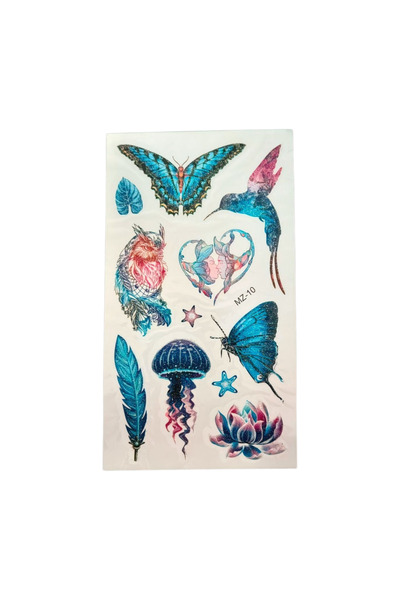 Bluokbeauty Kelebek baykuş deniz anası tüy çıkartma geçici dövme