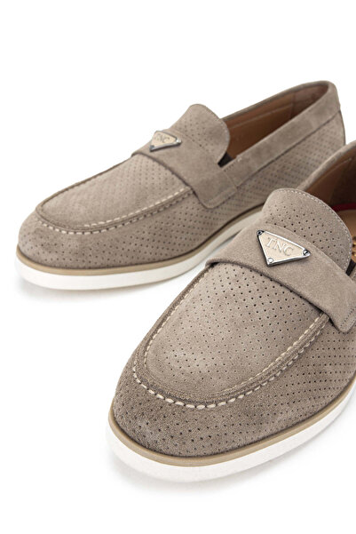 Tamer Tanca Erkek Hakiki Deri Bej Loafer Ayakkabı