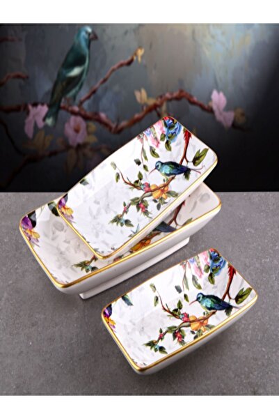 Keskinbıçak Seramik 3 Lü Kayık Tabak Flore Model