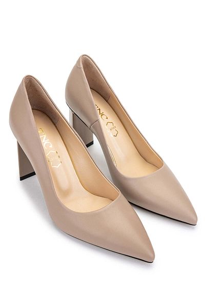 Tamer Tanca Genuine Leather Women's Mink Heeled Shoes