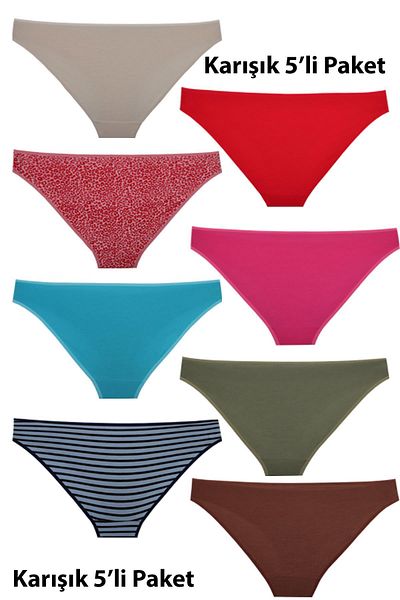Sensu Slip casual din bumbac pentru femei, culori mixte și uni, pachet de 5 - Kts1070