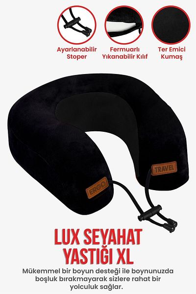Viscofoam LUX Visco XL Orthopedic Travel Pillow - Black
