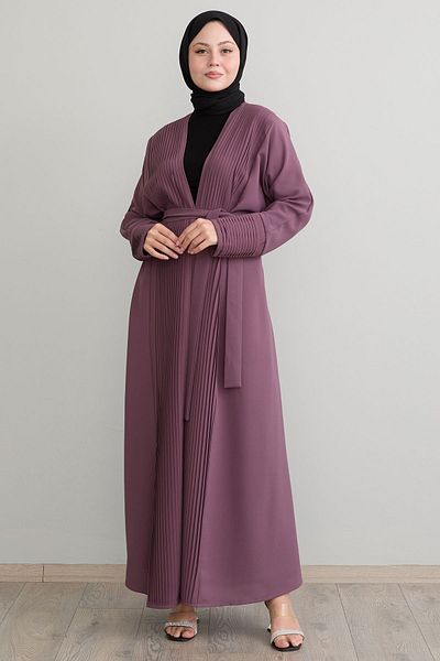 InStyle Long Dusty Rose Abaya - Πλισέ με λεπτομέρεια στο μήκος