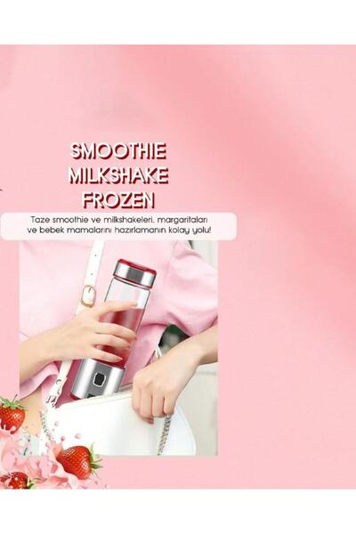 HomeTarz Cook&Eat Blender - Şarj Edilebilir Blender - 450 ML - Gümüş-Kırmızı