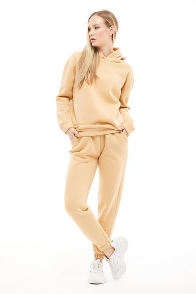 Freeista Milk Coffee Oversize Hooded Three Thread Tracksuit Set