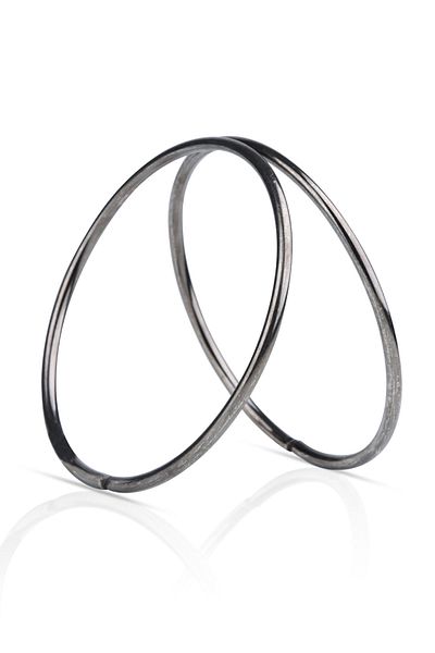 SENSY Black Metal Round Ring Bag with Handle - 11 Cm