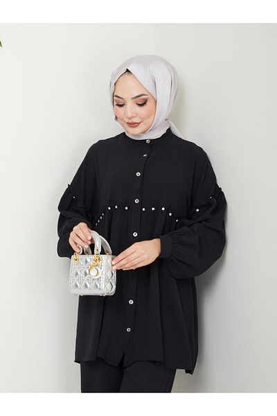MODAMERSİ Black Hijab Ayrobin Set - Women