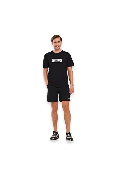 SKECHERS S241056 Μαύρο ανδρικό μπλουζάκι με γραφικό M μανίκι