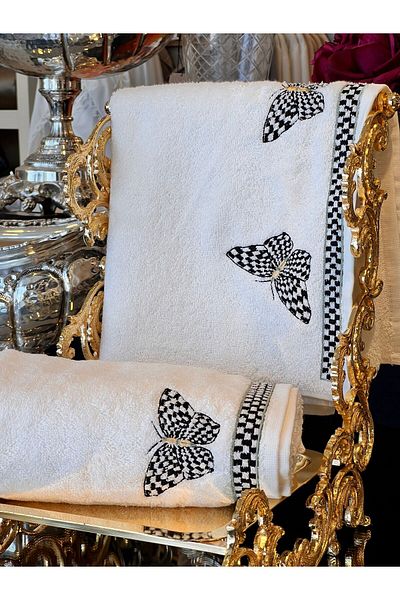 Antepiş Home Butterfly Patterned Towel with Face Embroidery