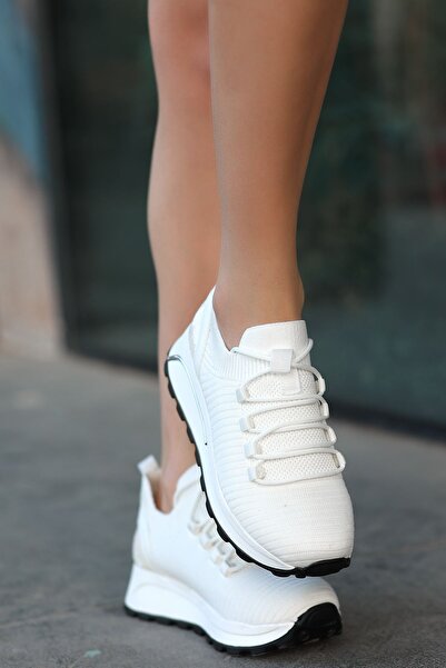 LEYDİ SHOES موناكو تريكو أبيض رياضي