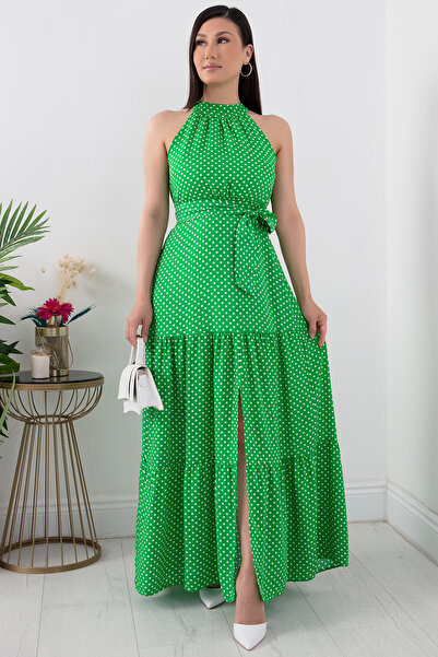 PULLIMM Puantiye Halter Yaka Elbise NY4233