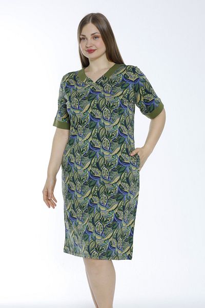 İntensive στάμπα plus size κοντομάνικο φόρεμα με τσέπες