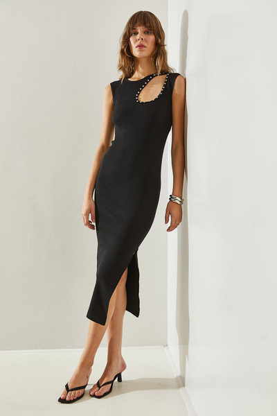 Bianco Lucci Šaty s kamenným límečkem 6011 - Slit60251353