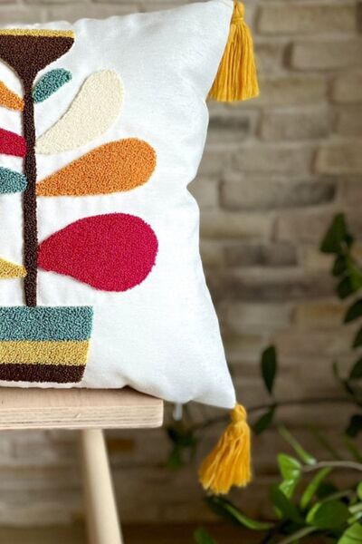 SWITA Husă de pernă unică Premium Punch cu model de flori brodate