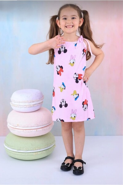 BUUFUU Rochie de vară cu bretele imprimate pentru fete