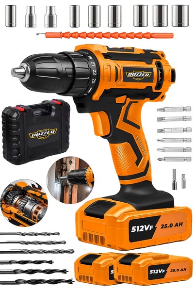 DOZZER Alman Würth-x 512 Vf 25 Ah Çelik Şanjuman 27 Parça Setli 2x Akülü Şarj...
