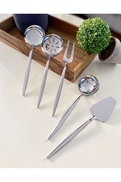 Dame Marie Arles 5mm Small Table Top - 5 Piece Silver Sauce Serving Set