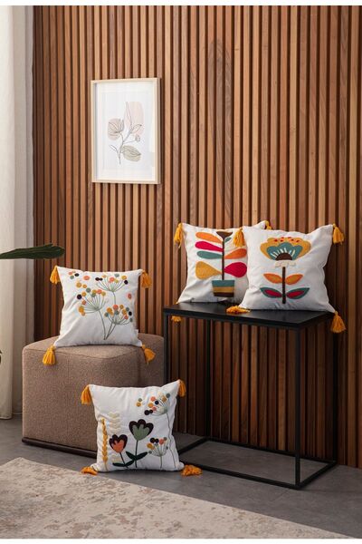 SWITA Husă de pernă unică Premium Punch cu model de flori brodate