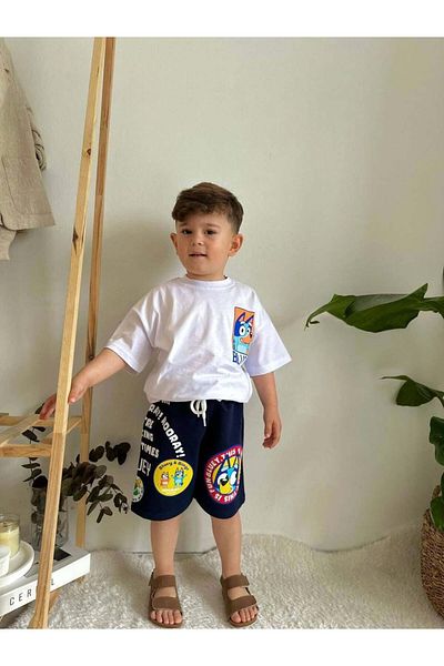 MİNİKO KİDS Boy - Looney Tunes Lion Bluey Patterned Cotton Shorts Set