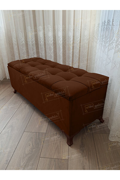 aldagelsin Lüks Çizgi Kapitoneli Sandıklı Puf Bench 120 cm CevizAyak