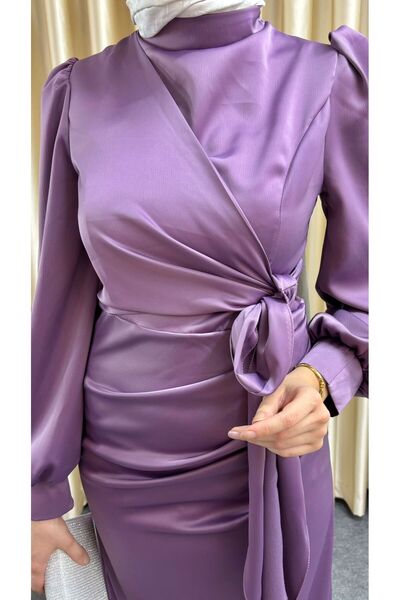 moda zeynaa YANDAN BAĞLAMA DETAYLI SATEN TESETTÜR ABİYE