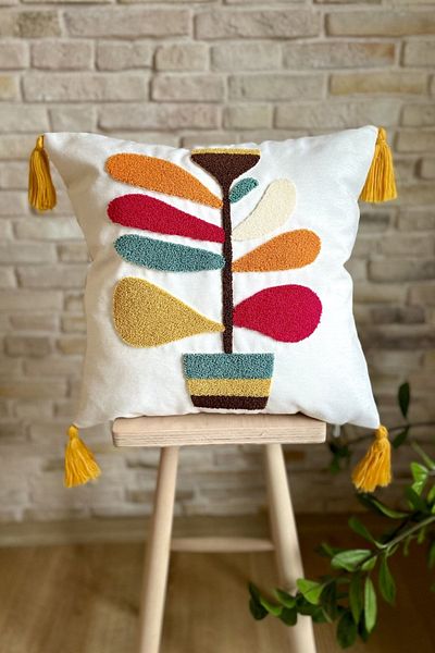 SWITA Home Design Husă de pernă cu combinație dublă cu poanson brodate (panch)