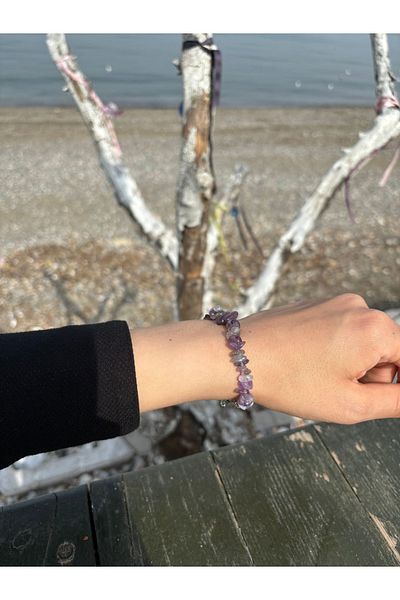 Mia Pera Amethyst Broken Natural Stone Bracelet
