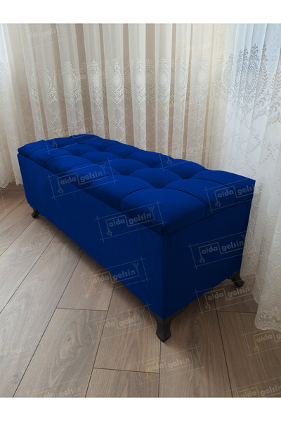 aldagelsin Lüks Çizgi Kapitoneli Sandıklı Puf Bench 120 cm Siyah Ayak