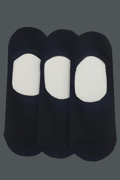 TENA Men's Silicone Navy Blue-Black-Anthracite 3-Piece Ballerina Socks Set