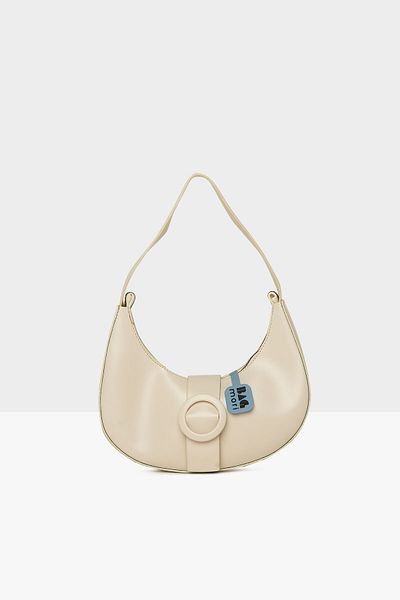 Bagmori Oval Cream Women's Baguette - With Accessories, M000008481