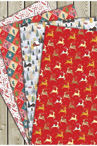 Mia Pera 35 X 50 cm New Year's Gift Wrapping Packing Paper (Pack of 4)