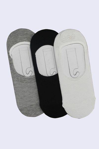 TENA Men's Grey-Black-White 3-Piece Silicone Ballerina Socks Set