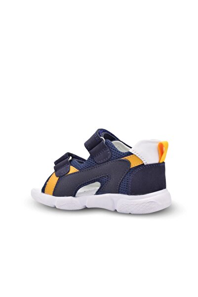 kids A more Samba Double Velcro Air Net Detailed Genuine Leather Baby Boy Sandals Navy Blue