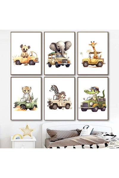 TABLOX Σετ ζωγραφικής μοντέρνας εμφάνισης MDF με θέμα το Safari με 6 κορνίζες...