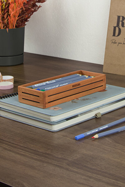 Woodsaka Cherry Wood 3 line Horizontal Utensil - 19.1cm x 7.7cm x 3.5cm