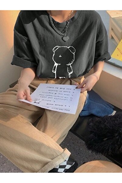 over head oh Medved Štampano Dimljeni Oversize kroj Ženski T-shirt