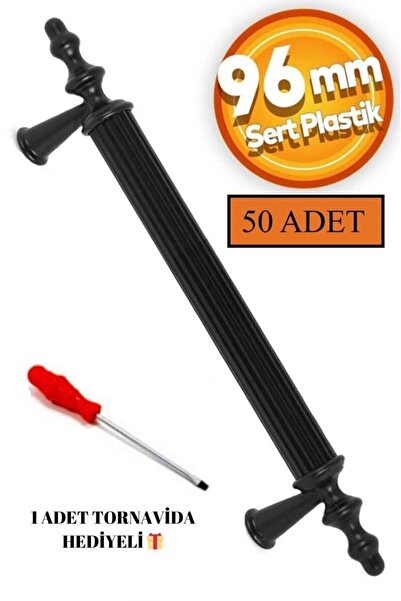 ECO SHOP 96 Mm Polimer Dolap Kulpu 50 Adet Vidalı 4x100 Tornavida Hediyeli