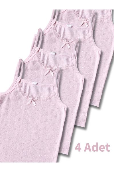 Perakids 100% Cotton Girl's Jacquard Air Conditioned Athlete Undershirt Underwear Set of 4