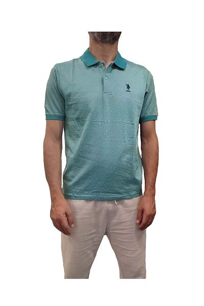 U.S. Polo Assn. Μπλουζάκι με διαμάντι με γιακά πόλο ΗΠΑ - Μπλε, L, ST07529-Μπλε-L