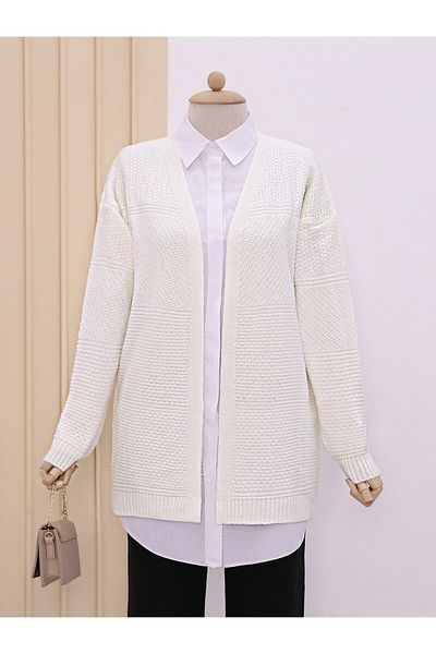 Modamorfo Středně velký pletený vzorovaný pletený cardigan