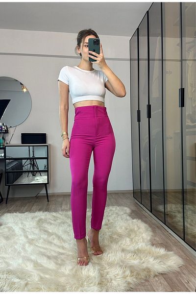 Jaglion Fuchsia Extra High Waist Skinny Leg Recovery Trousers